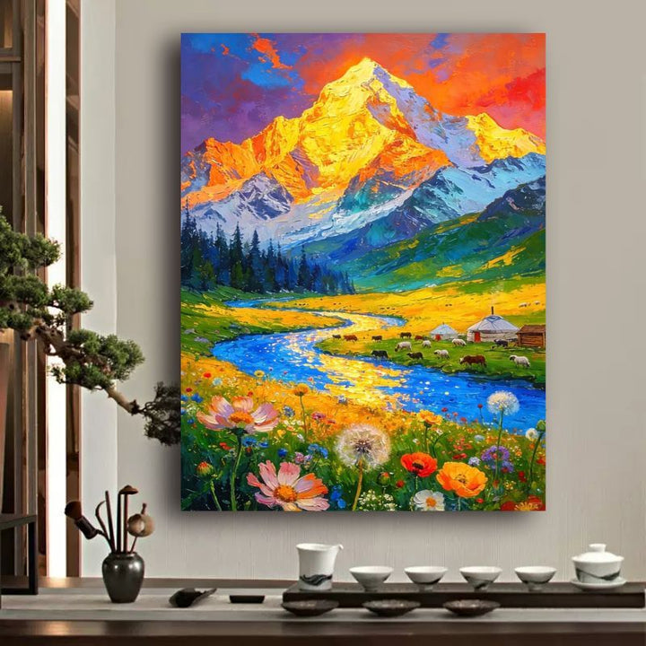 Vibrant Mountain Landscape Canvas Art Kalsten