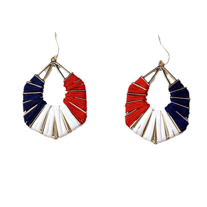 Ladies handmade Boho hoop earrings with textile wrap and bead application Kalsten