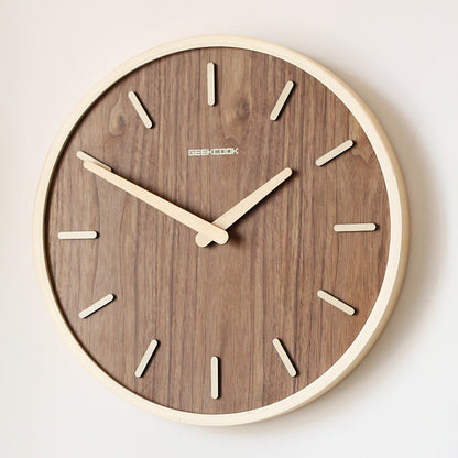 Minimalist silent wood wall clock 12 inch