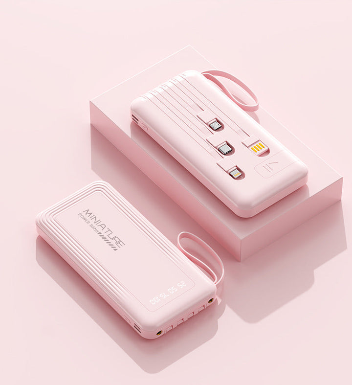 Compact power bank with integrated cables and digital charging display Kalsten