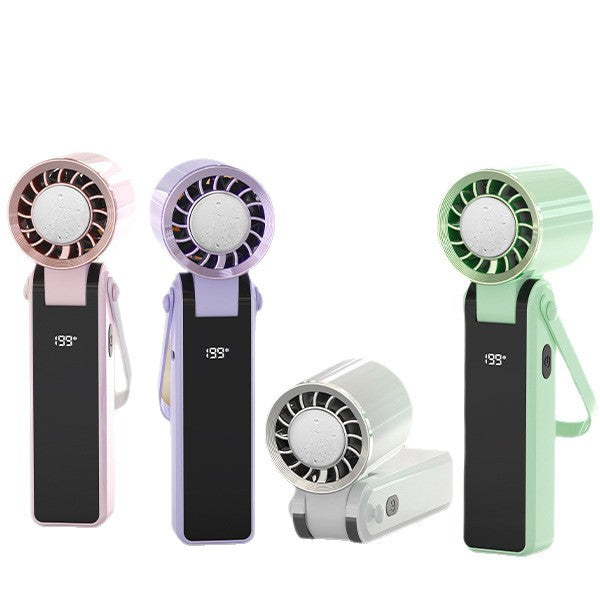 Cooling compact rechargeable handheld precision airflow fan with LED battery indicator and adjustable pivot head Kalsten