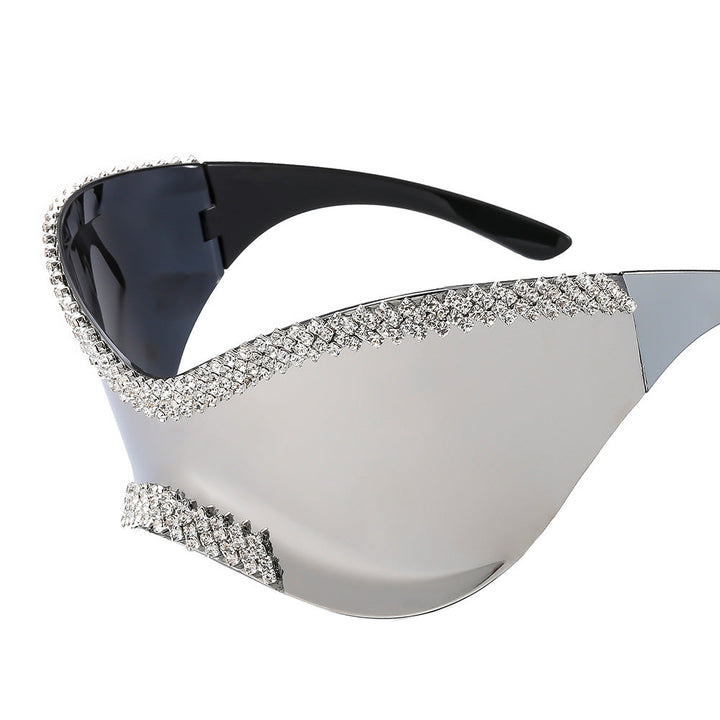 Women's Glamorous High-Gloss Sunglasses with Crystal Frame Kalsten