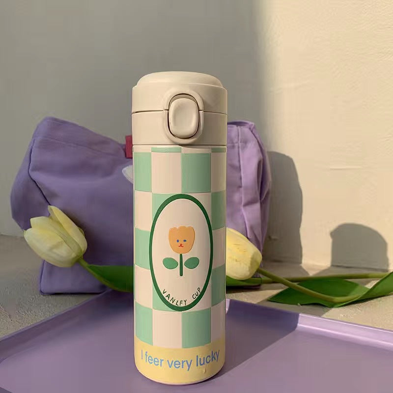 Ladies Insulated Drinking Bottle with Functional Lid and Creative Floral Design Kalsten