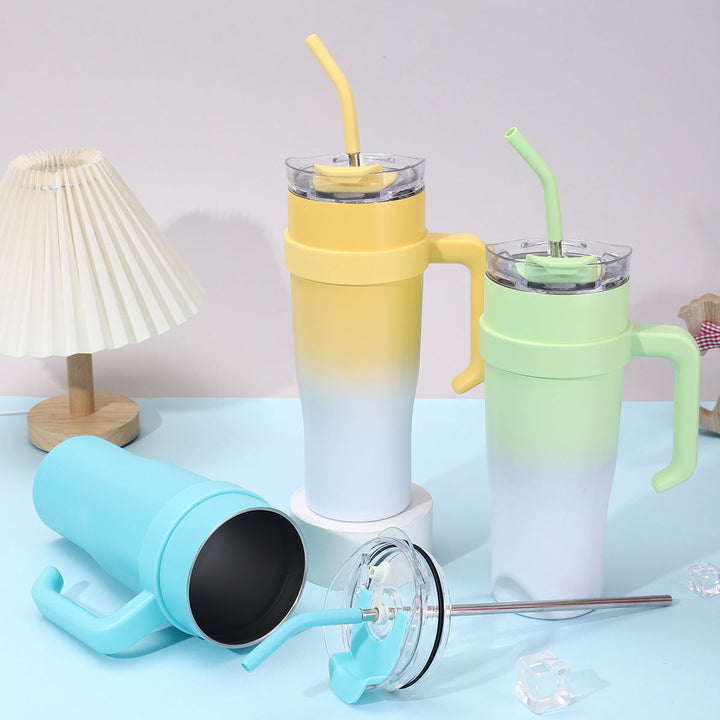 Women Insulated Mug with Plastic Handle and Integrated Straw Kalsten