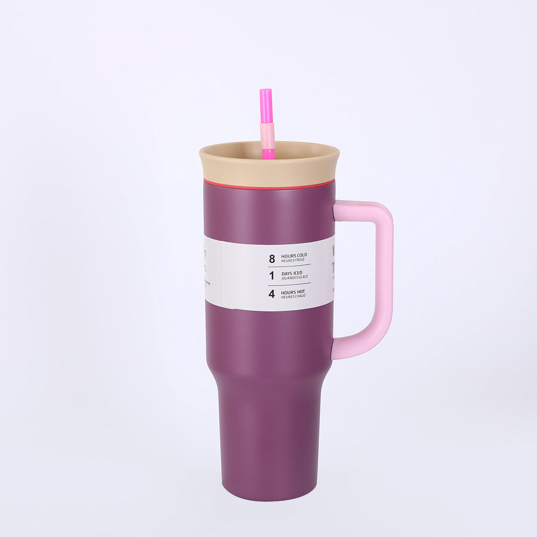 Ladies' insulated cup with practical drinking straw and ergonomic handle Kalsten