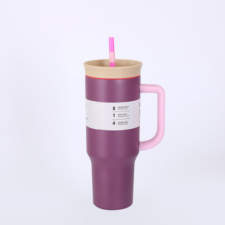 Ladies' insulated cup with practical drinking straw and ergonomic handle Kalsten