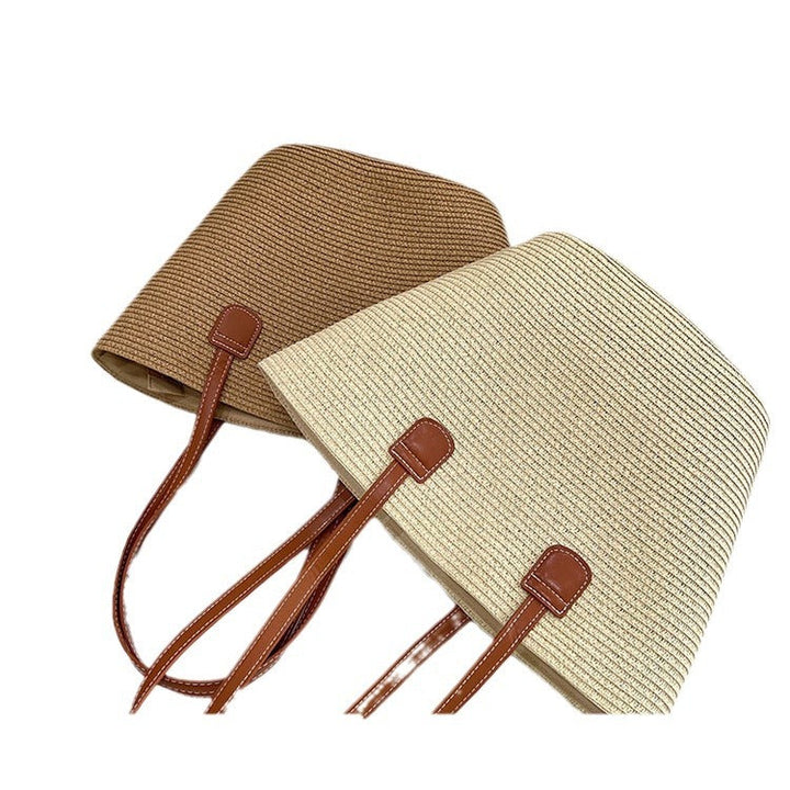 Classic straw bag with leather accents Kalsten