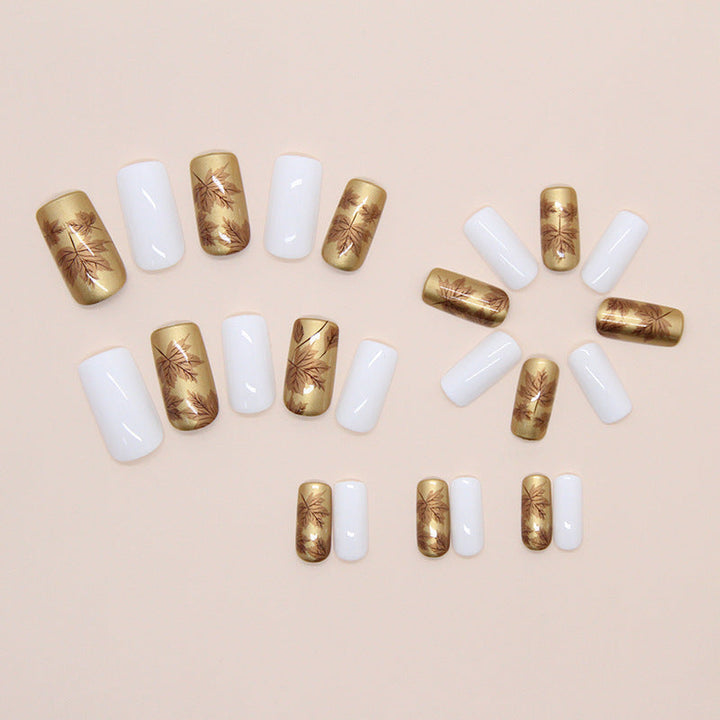 Luxury Metallic Leaf Design Press-On Nail Tips Kalsten