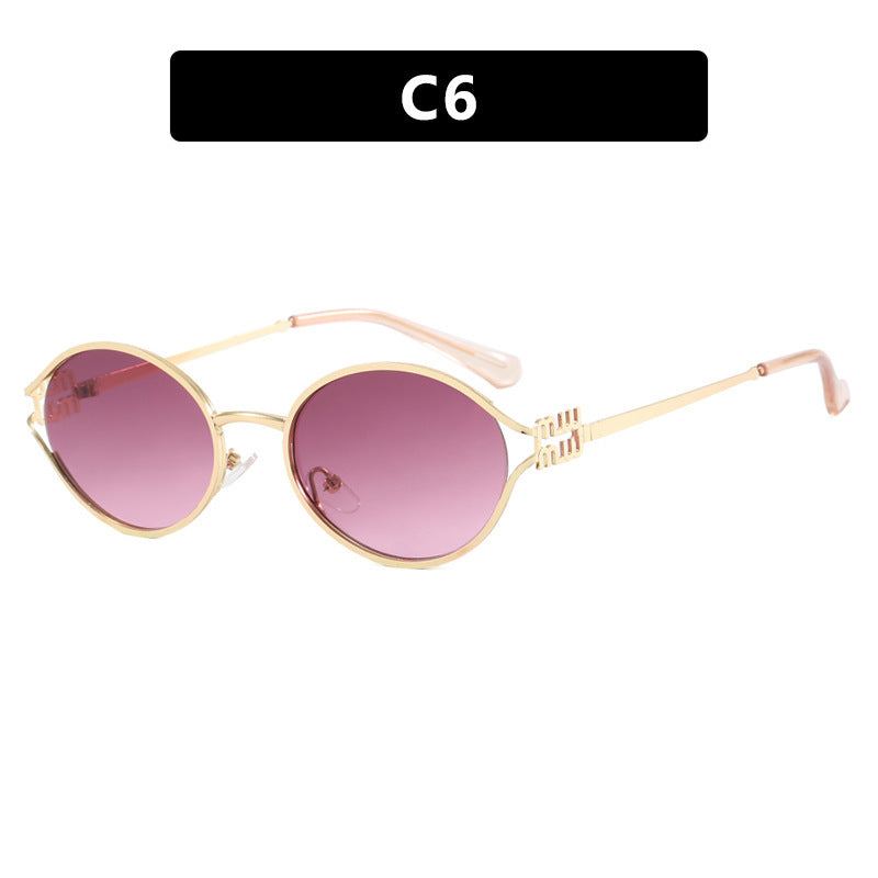 Women's Oval Sunglasses with Elegant Metal Frame and Fashionable Design Kalsten