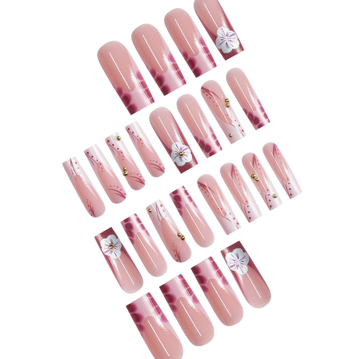 Artistic 3D Floral Press-On Nail Designs Acalora