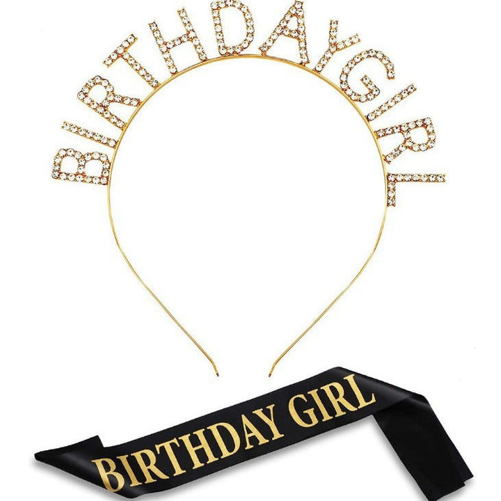 Ladies Glittering Birthday Crown with Festive Sash Kalsten