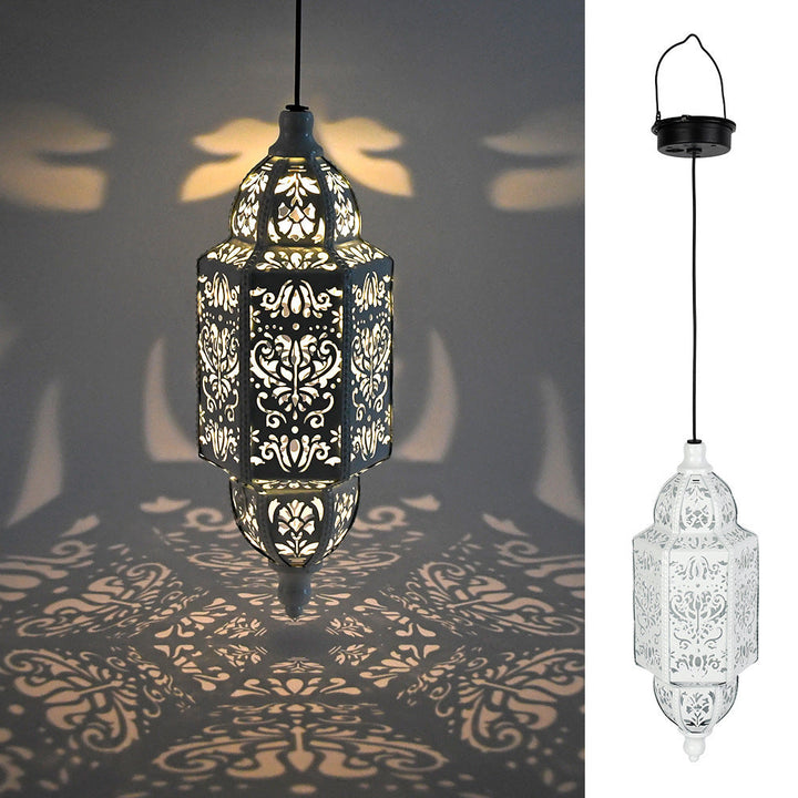 Ornate Filigree Hanging Projection Pendant Lamp With Adjustable Cord And LED-Compatible Socket Kalsten