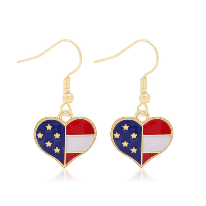 Women's lightweight star earrings with enamel flag design and fishhook Kalsten
