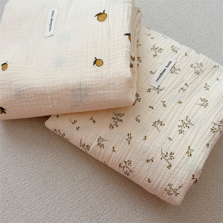 Unisex Cozy Muslin Blanket with Delicate Flower Pattern Kalsten