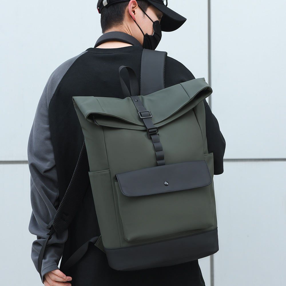 Modern roll top backpack with waterproof material and security closure Kalsten
