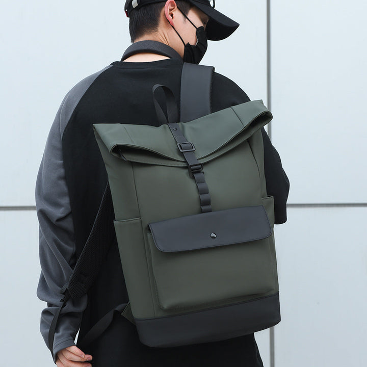 Modern roll top backpack with waterproof material and security closure Kalsten