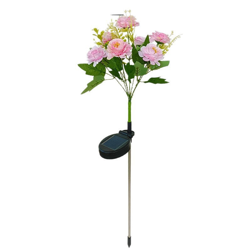 Solar-Powered Realistic Peony Garden Stake With Integrated Warm LED And Weatherproof Base Kalsten