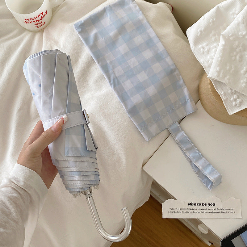 Women's elegant compact umbrella with Gingham pattern Kalsten