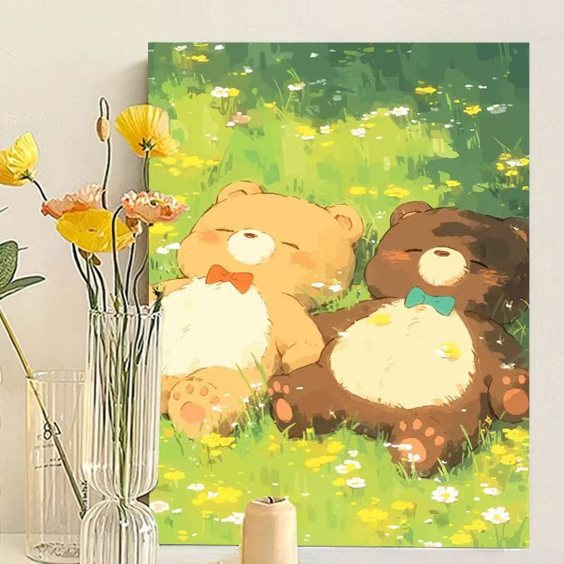 Cute Bear-Themed Art Canvas Print Kalsten
