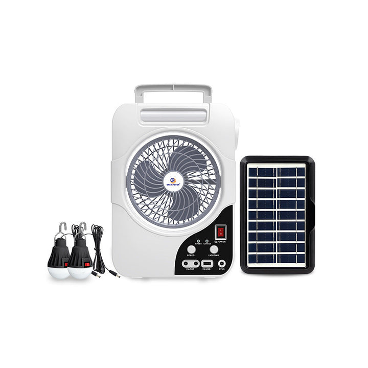 Unisex portable solar ventilation device with integrated battery, LED lights and USB connection Kalsten
