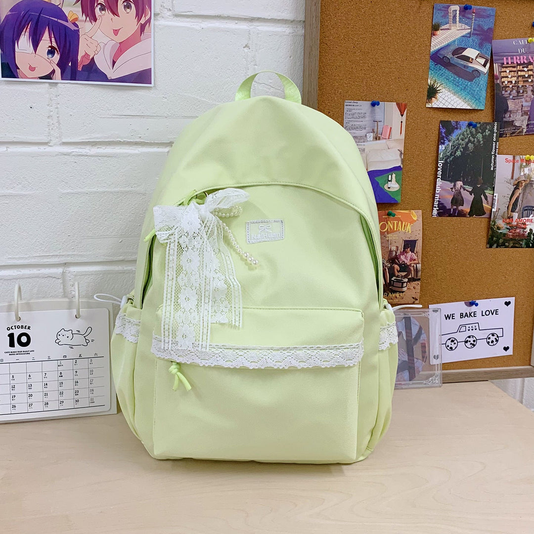 Elegant Lace-Trim Detail School Backpack