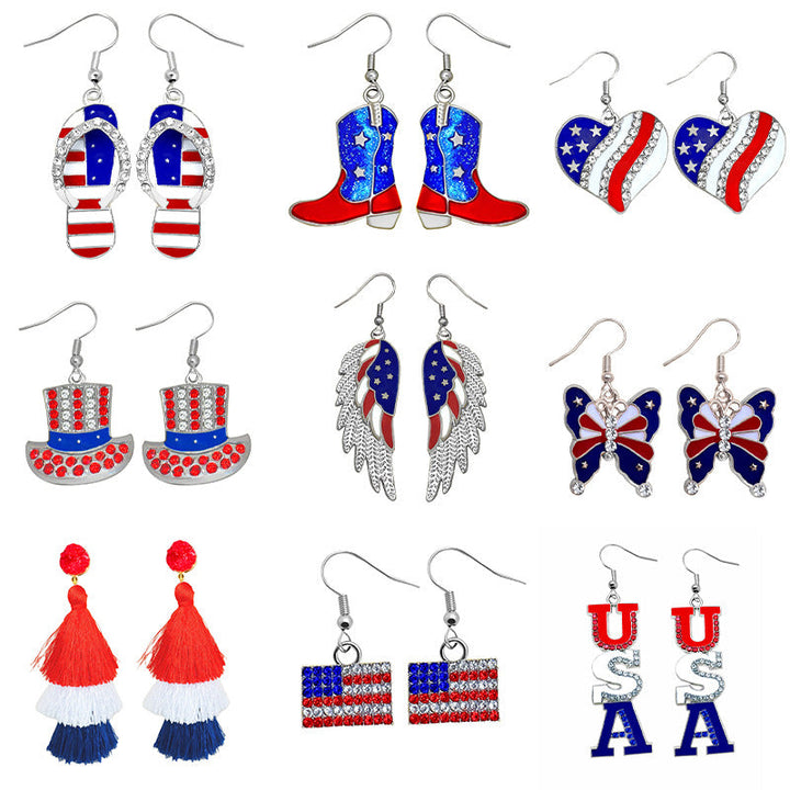 Women's earrings in flip-flop design with crystal embellishment and enamel flag motif Kalsten