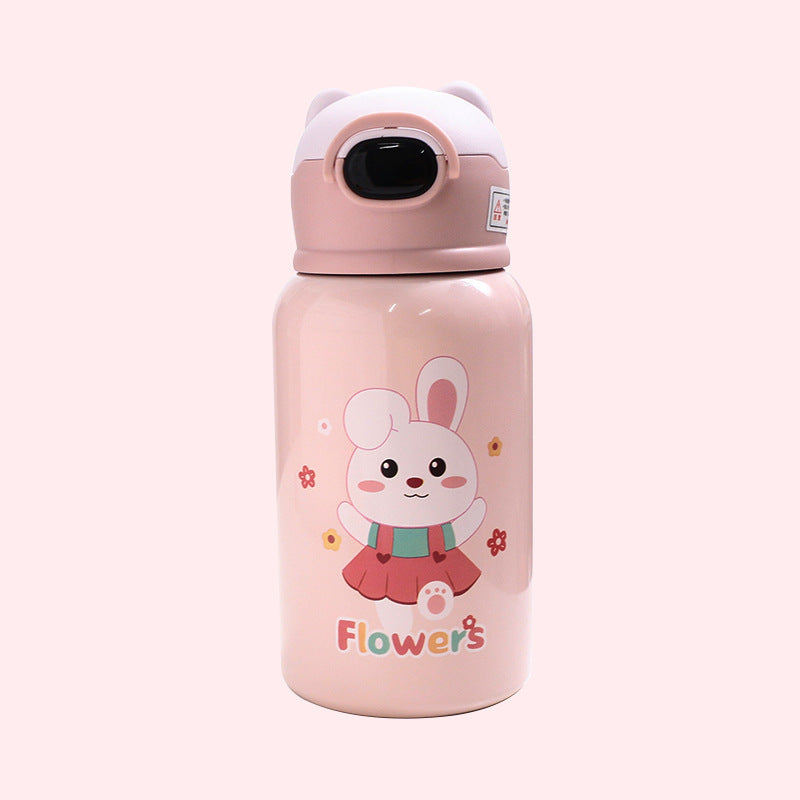 Ladies insulated drinking bottle with cute frog design and practical carrying strap Kalsten