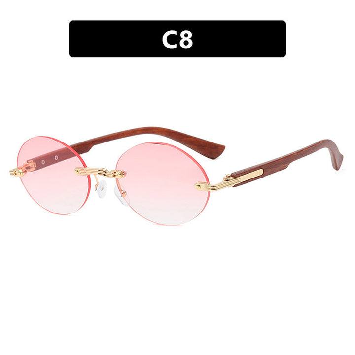 Women's round sunglasses with elegant wooden frame and UV protection Kalsten