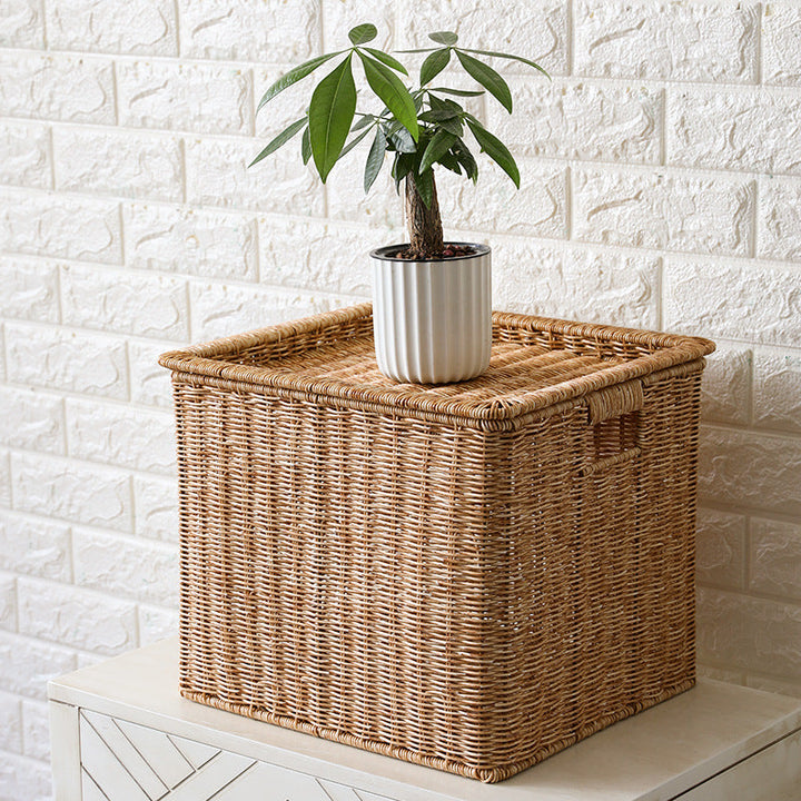 Unisex Rectangular Storage Basket made of braided rattan Kalsten