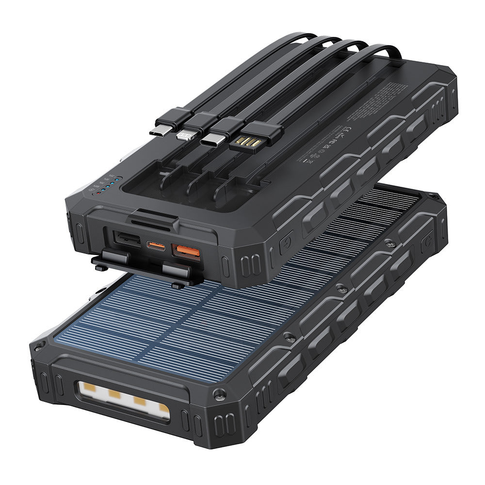 Solar Power Bank with Integrated Charging Cables and Robust Housing Kalsten