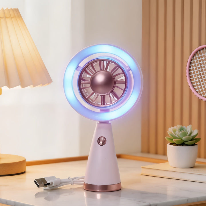 Women Portable RGB Hand Fan with USB Charging Function Kalsten