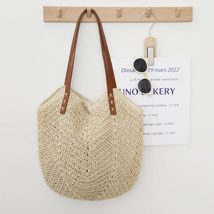 Braided basket bag with sturdy leather handles Kalsten