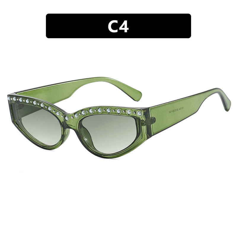 Women's Cat-Eye Sunglasses with Sparkling Rhinestone Accents and Animal Pattern Kalsten