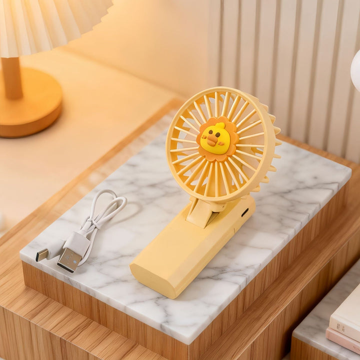 Women Portable Handheld Fan with Cute Lion Design Kalsten
