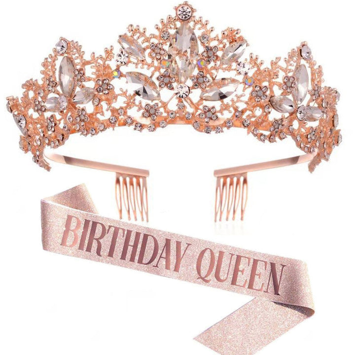 Women Glittering Tiara with "Birthday Queen" Sash Kalsten
