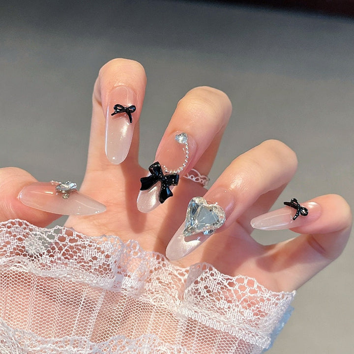 Artistic Gem-Accented Press-On Nail Extensions Kalsten