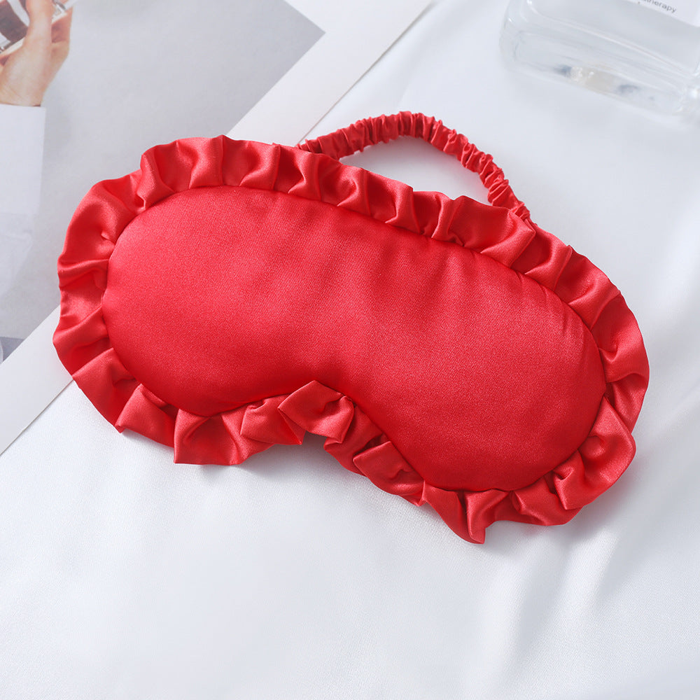 Women's nan satin-gloss eye mask with ergonomic contour, frilled ruffle edge, and gentle padding Kalsten