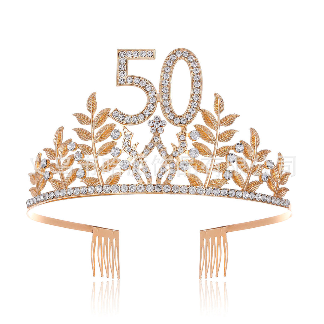 Women's Glamorous Birthday Crown with Shining Rhinestones Kalsten