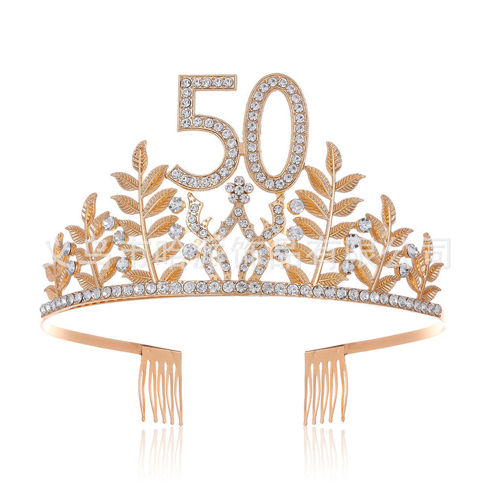 Women's Glamorous Birthday Crown with Shining Rhinestones Kalsten