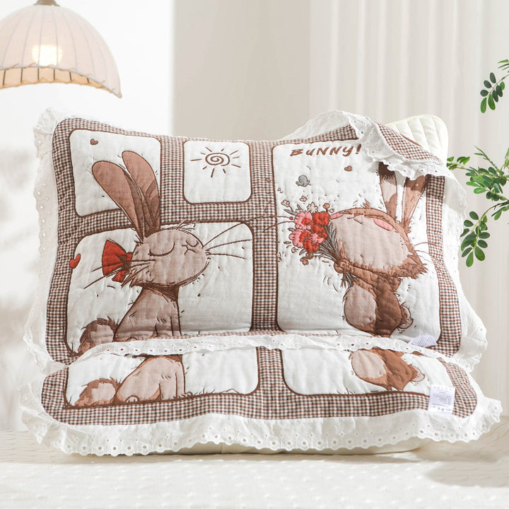 Women's pillow with charming elephant motif and delicate lace edge Kalsten