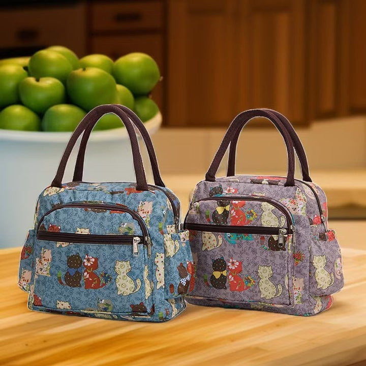 Insulated Cat Print Lunch Cooler Bag Kalsten