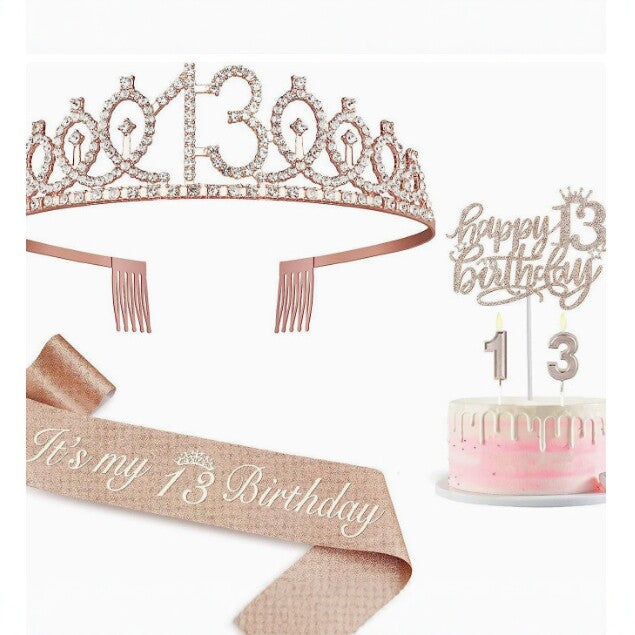 Ladies Glittering 18th Birthday Crown with Festive Sash Kalsten