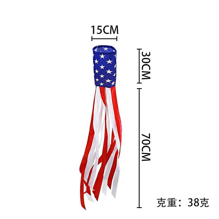 Unisex nan patriotic American flag windsock with long trailing streamers and reinforced hanging loop Kalsten
