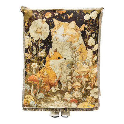 Artistic Cat-Themed Throw Blanket