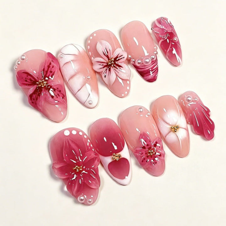 Detailed Floral Design Press-On Nails Kalsten