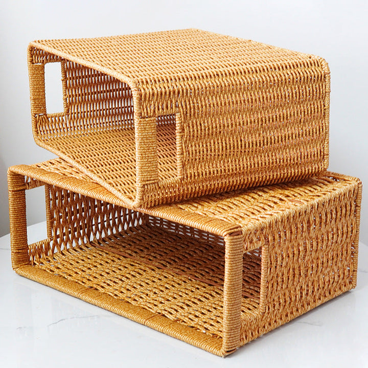 Women's Rectangular Storage Basket with Open Handles Kalsten