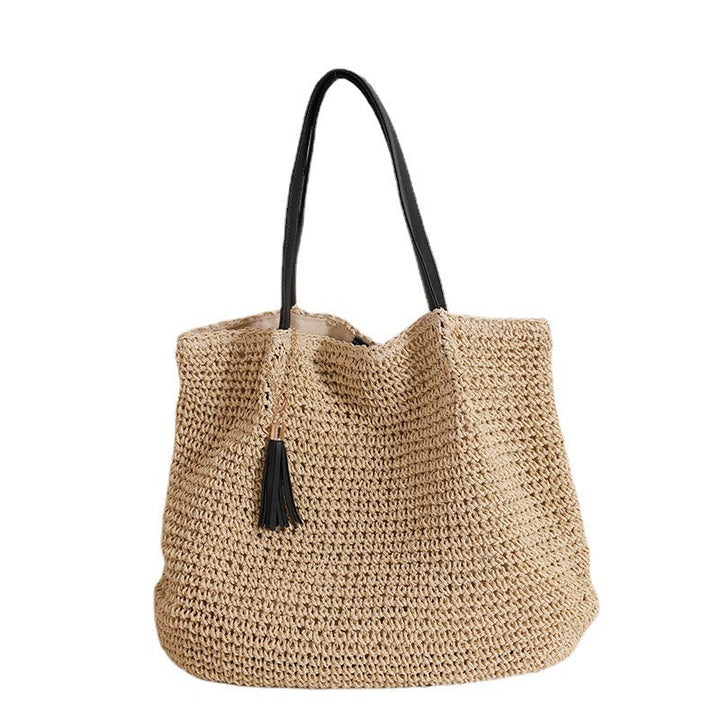 Durable basket bag with synthetic leather handle reinforcement Kalsten