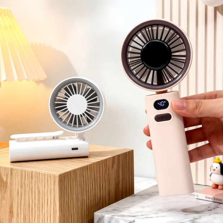 Ladies Portable Hand Fan with LCD Display and USB Charging Function Kalsten