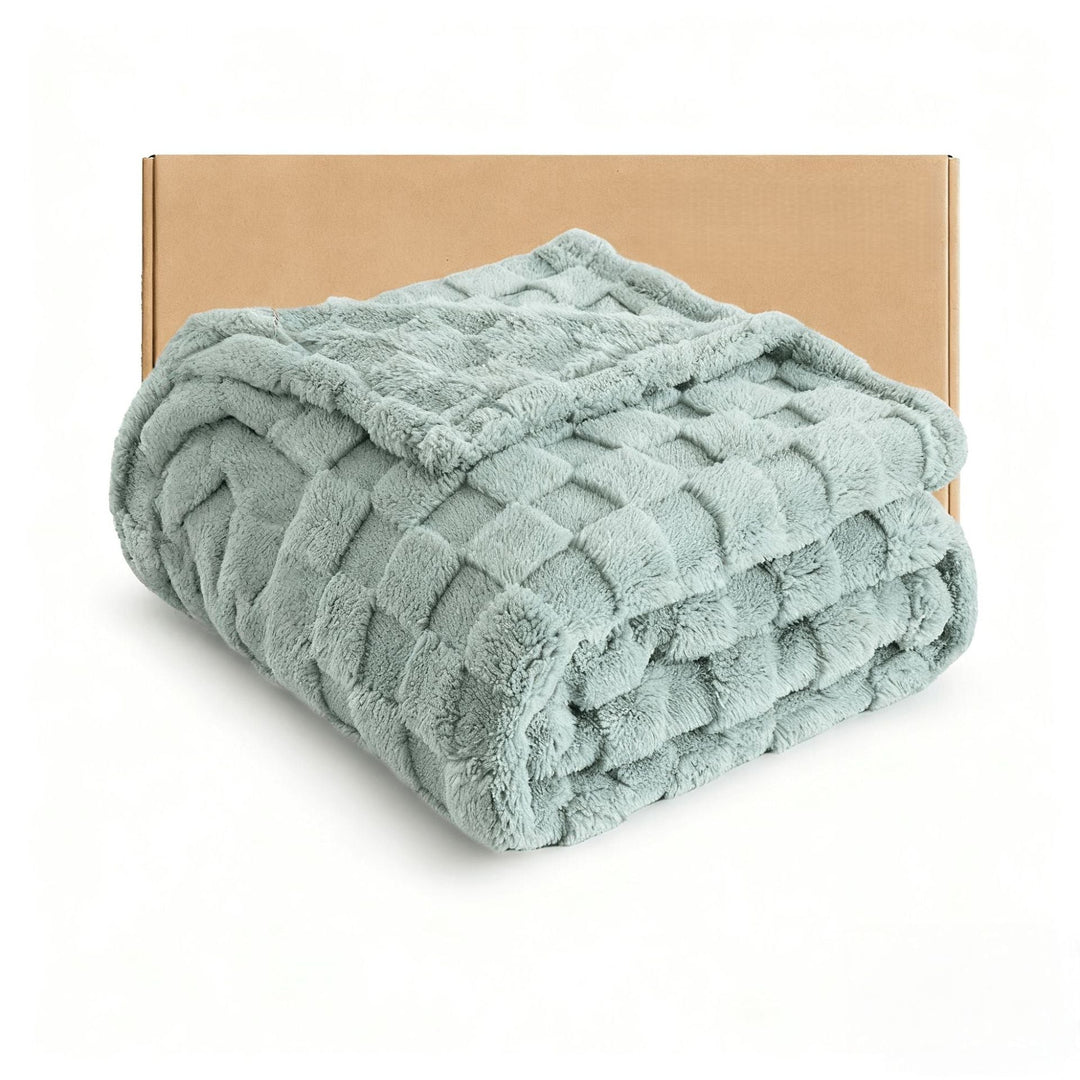 Luxurious Textured Fleece Throw Blanket Kalsten