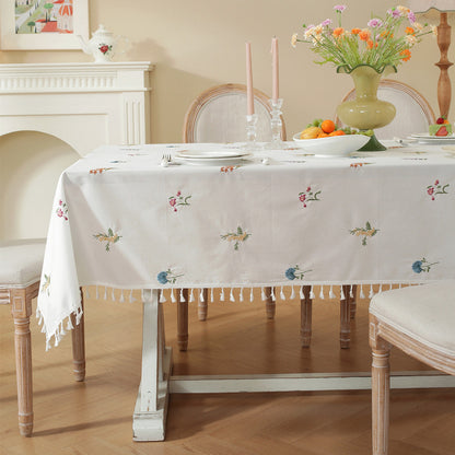Embroidered Floral Tablecloth
